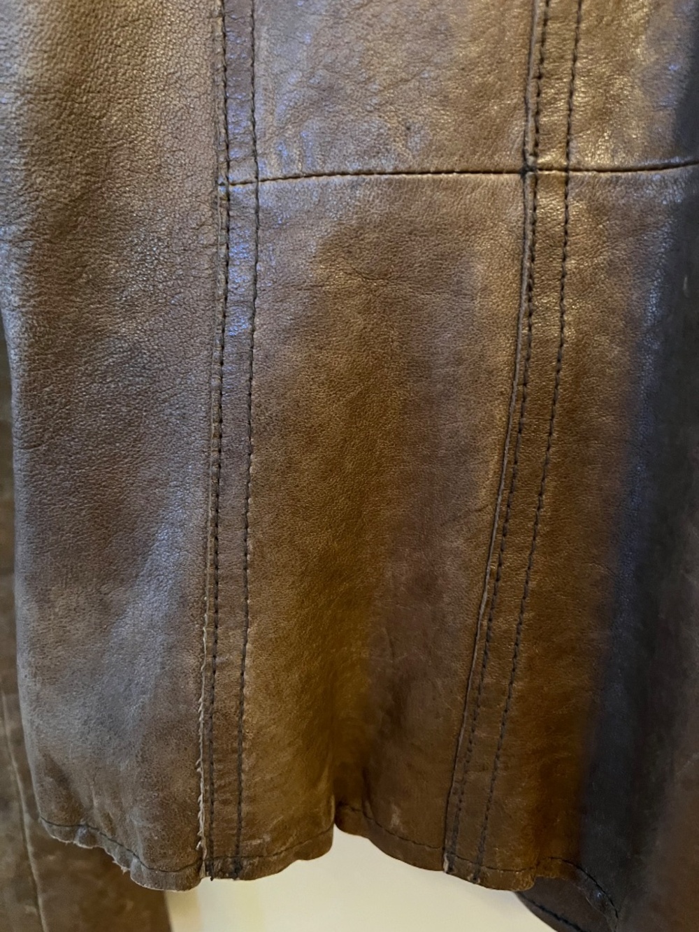 Banana Republic Vtg Leather Moto Jacket Shearling Collar - Picture 5 of 7